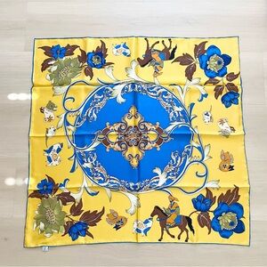 100% silk Designer Luxury Baroque Horse Rider Equestrian print square Scarf